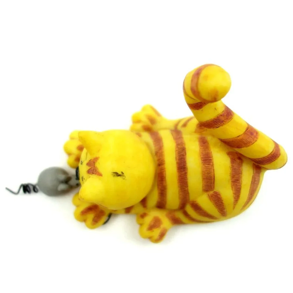 Vintage 1998  Orange Tabby‎ Cat Playing w/ Mouse by Crazy Mountain Designers